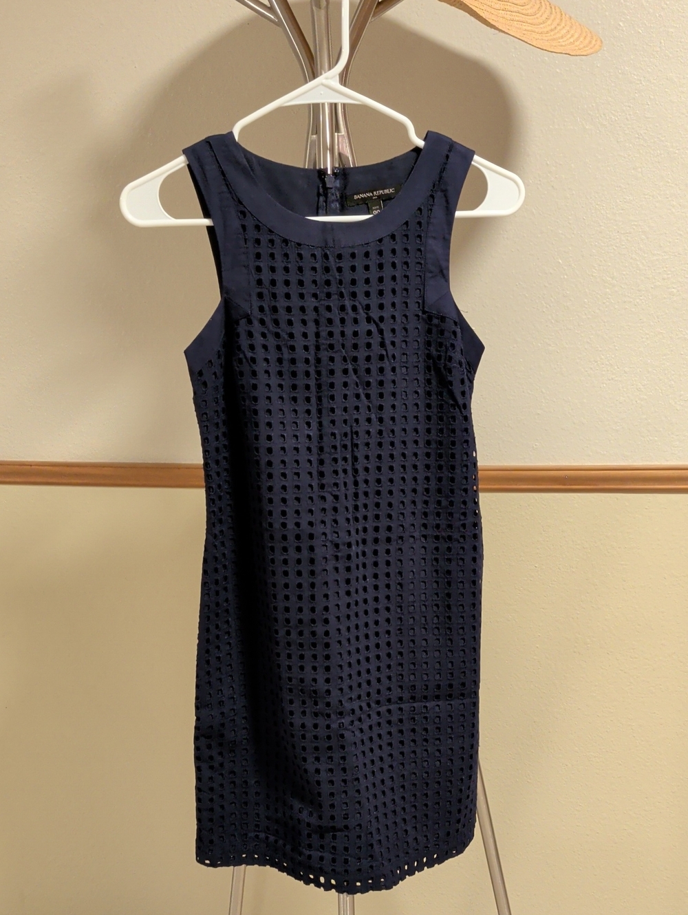 Banana Republic Navy Eyelet Sheath Dress
